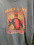 Deadpool Peace, Love, and Chimis gray shirt size XL