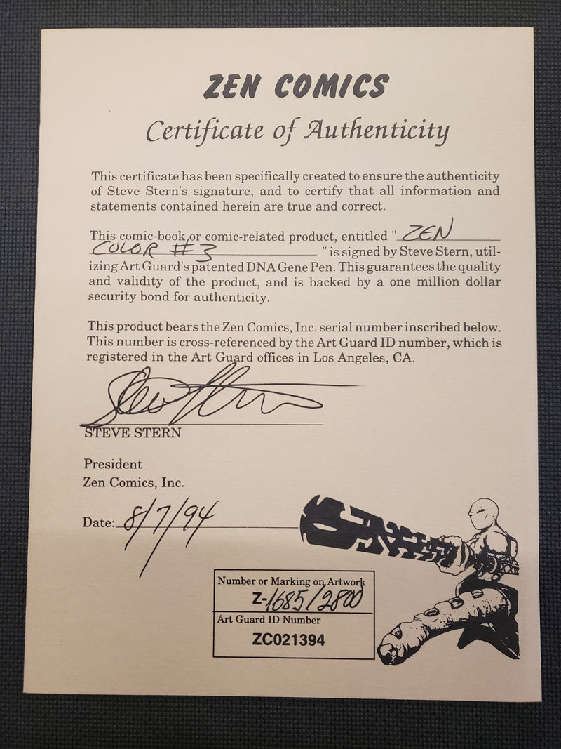 Zen Intergalactic Ninja #3 autographed with COA NM
