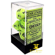 Chessex Vortex Bright Green/Black 7-Die Set - Corn Coast Comics
