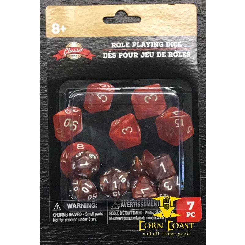 7-ct. Packs of Classic Games Roll Playing Dice-Root beer - 