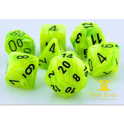 Chessex Vortex Bright Green/Black 7-Die Set - Corn Coast Comics