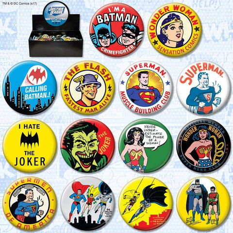 DC Comics Retro Button Pin Assortment