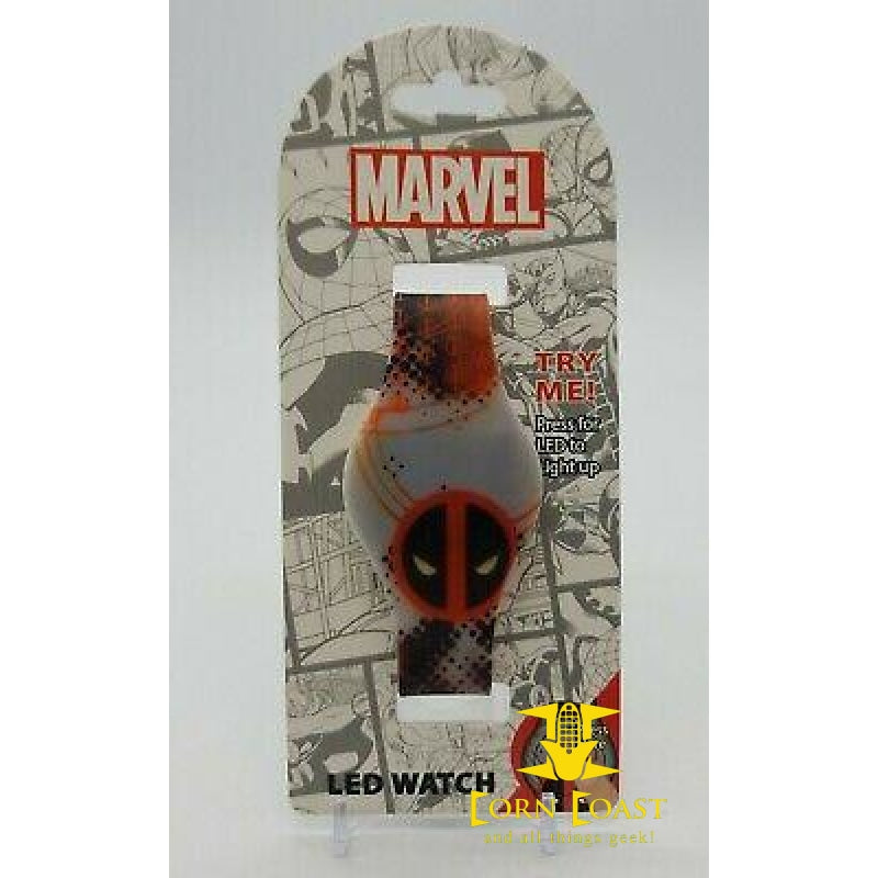 Marvel Comics Deadpool Logo Black Red White Rubber Strap LED