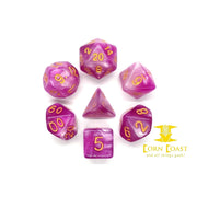 Old School 7 Piece DnD RPG Dice Set: Galaxy - First Kiss - 