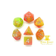 Old School 7 Piece DnD RPG Dice Set: Galaxy - Sunburst - Corn Coast Comics