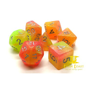 Old School 7 Piece DnD RPG Dice Set: Galaxy - Sunburst - Corn Coast Comics