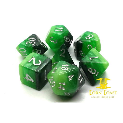 Old School 7 Piece DnD RPG Dice Set: Gradients - Treetop 
