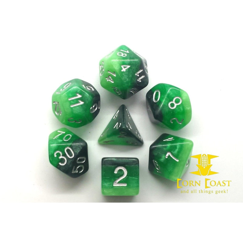 Old School 7 Piece DnD RPG Dice Set: Gradients - Treetop 