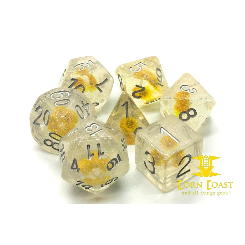 Old School 7 Piece DnD RPG Dice Set: Infused - Iridescent 
