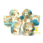 Old School 7 Piece DnD RPG Dice Set: Luminous - Winter’s 