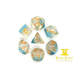 Old School 7 Piece DnD RPG Dice Set: Luminous - Winter’s 