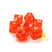 Old School 7 Piece DnD RPG Dice Set: Translucent Orange - 