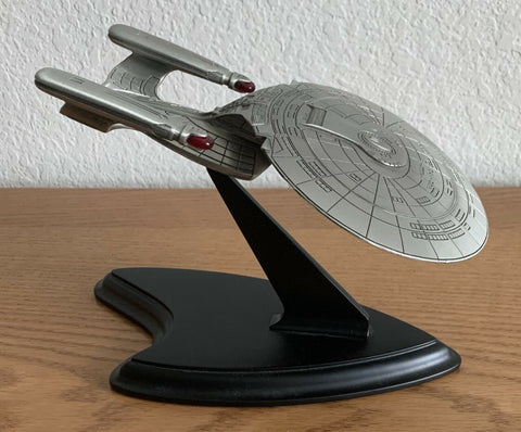 Franklin Mint Star Trek Pewter Die-cast Model USS Enterprise NCC-1701-D w/Stand