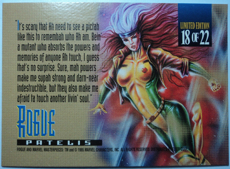 1995 MARVEL MASTERPIECES - CANVAS CARD - ( 18 OF 22 ) ROGUE