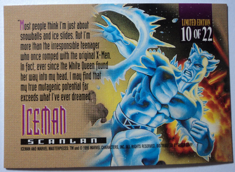 1995 MARVEL MASTERPIECES - CANVAS CARD - ( 10 OF 22 ) Iceman