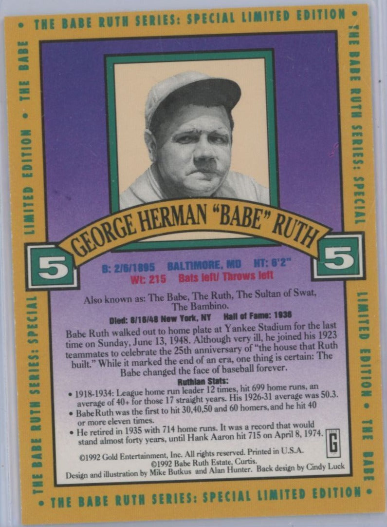 1992 Gold Entertainment The Babe Ruth Series Holograms Babe Ruth #5
