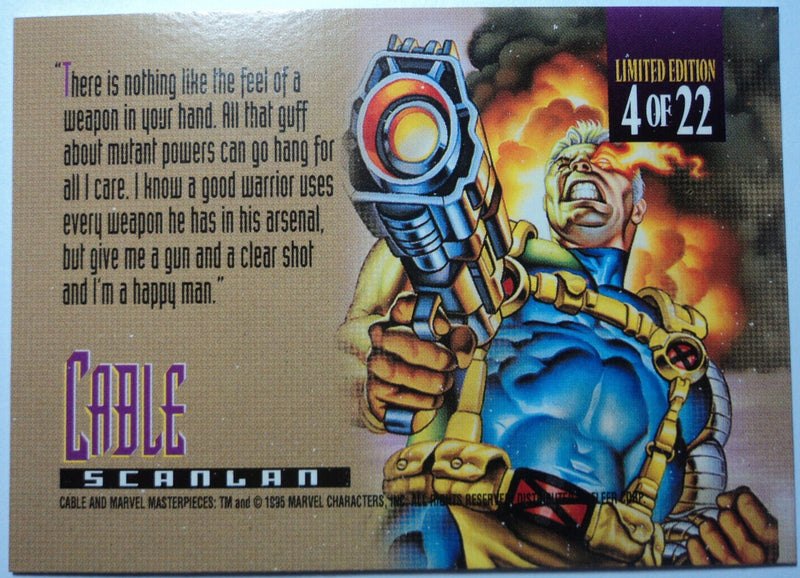 1995 MARVEL MASTERPIECES - CANVAS CARD - ( 4 OF 22 ) Cable