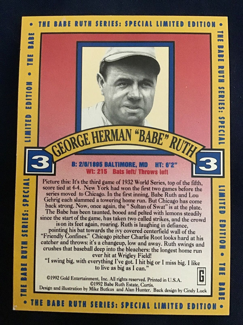 1992 Gold Entertainment The Babe Ruth Series Holograms Babe Ruth #3