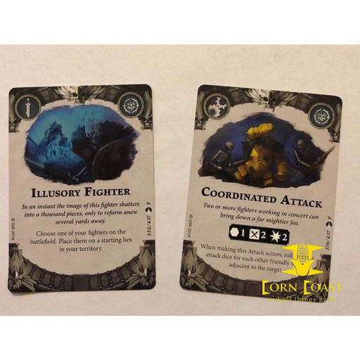 Shadespire April Promo Cards Illusory Fighter and Coordinated Attack - Corn Coast Comics