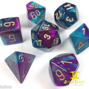 Chessex Gemini Purple-Teal/Gold 7-Die Set - Corn Coast Comics